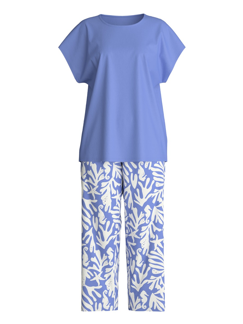 Women - 7/8 - Pyjamas made of 100% Cotton in Blue, Floral, from the Cotton Special series by CALIDA