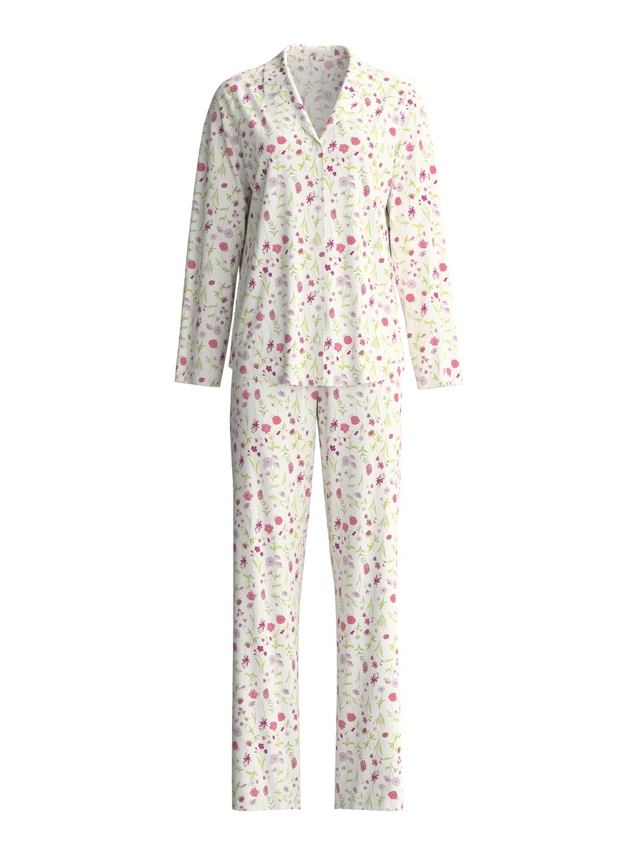 Women - Button-Up Pyjama made of 100% Cotton in Pink, Floral, from the Cotton Special series by CALIDA