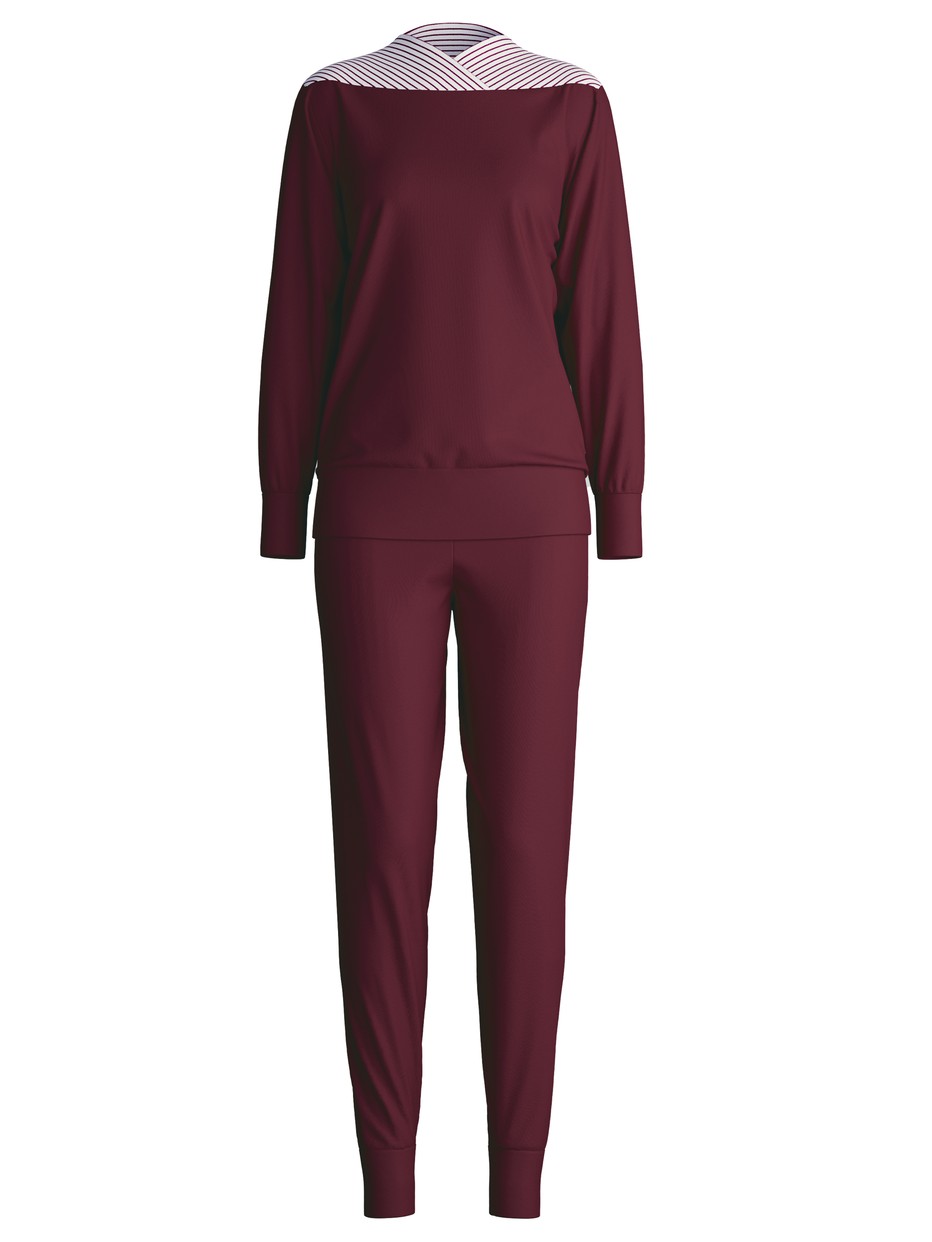 Damen - Bündchen-Pyjama aus 100% Baumwolle in Rot, Gemustert aus Serie Season Special von CALIDA