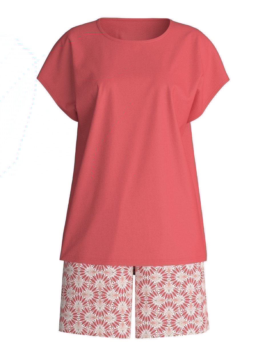 Damen - Kurz-Pyjama aus 100% Baumwolle in Rot, Gemustert aus Serie Cotton Special von CALIDA