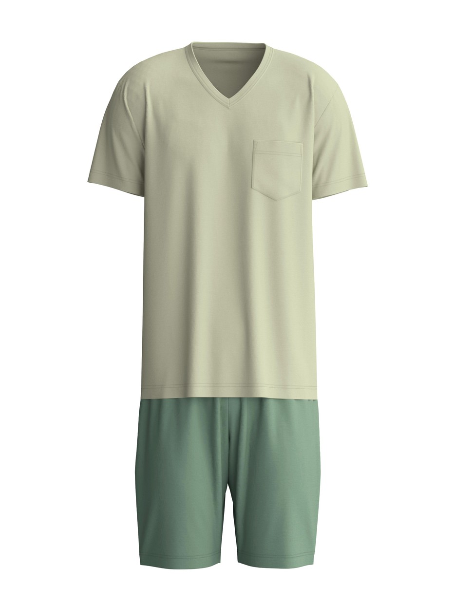 Men - Short pyjamas made of Cotton in Green, Unicoloured, from the Relax Superlight series by CALIDA