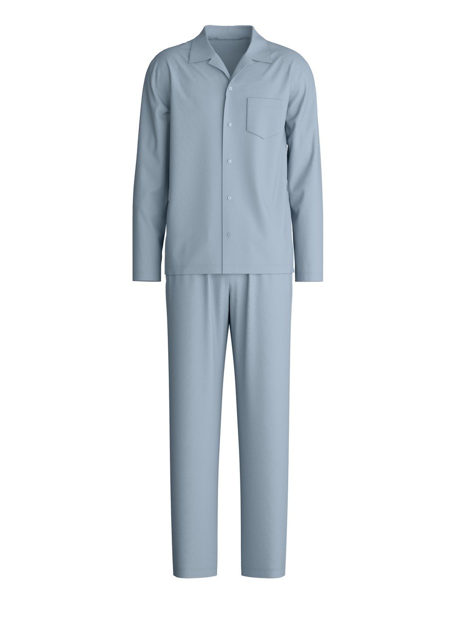 Homme - Pyjama boutonné en Lyocell de couleur Bleu, Unicolore, de la série Nightwear Xtra de CALIDA