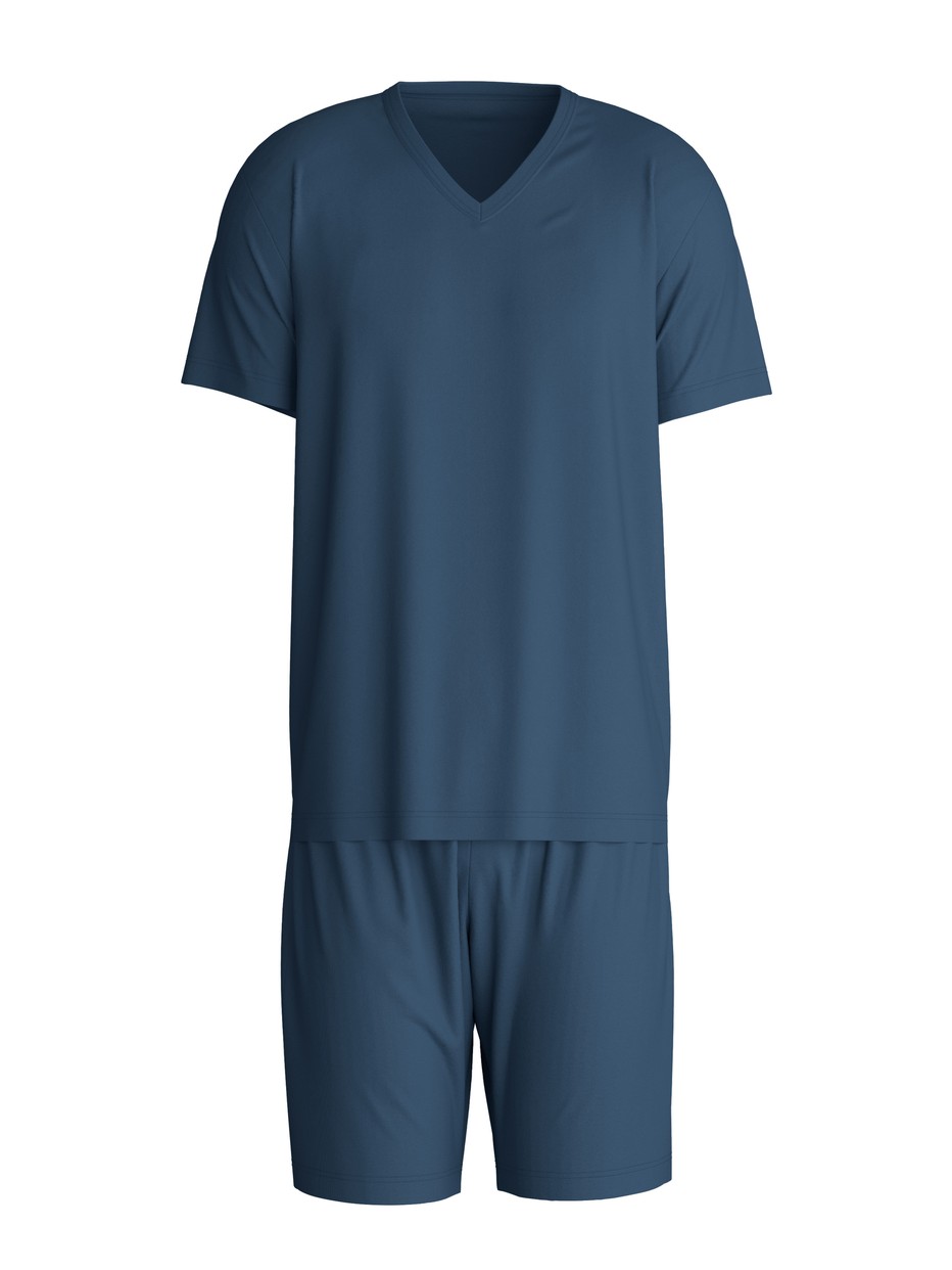 Uomo - Pigiama corto in 100% cotone di colore Blu, A righe, della serie Nightwear Xtra di CALIDA
