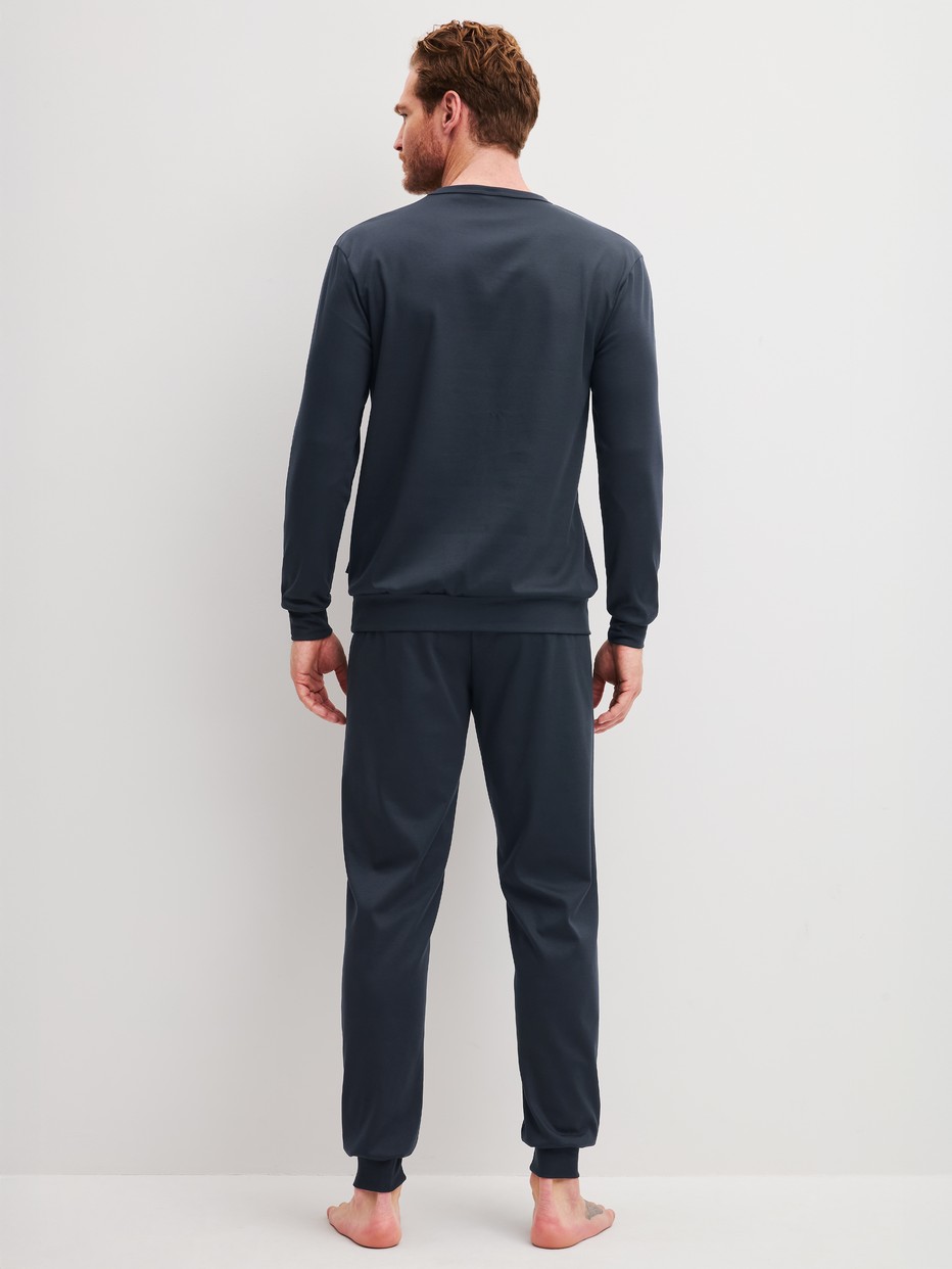 Men model is wearing  made of 100% Cotton in Blue, Unicoloured from the Relax Cosy Vibes 3 series by CALIDA, Back view