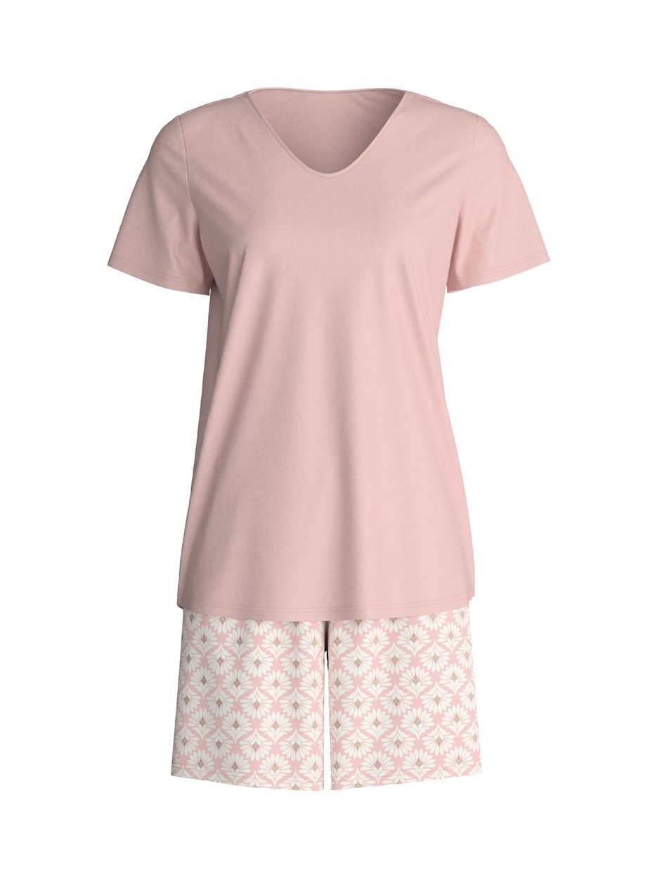 Damen - Kurz-Pyjama aus 100% Baumwolle in Rosa, Floral aus Serie Cotton Special von CALIDA