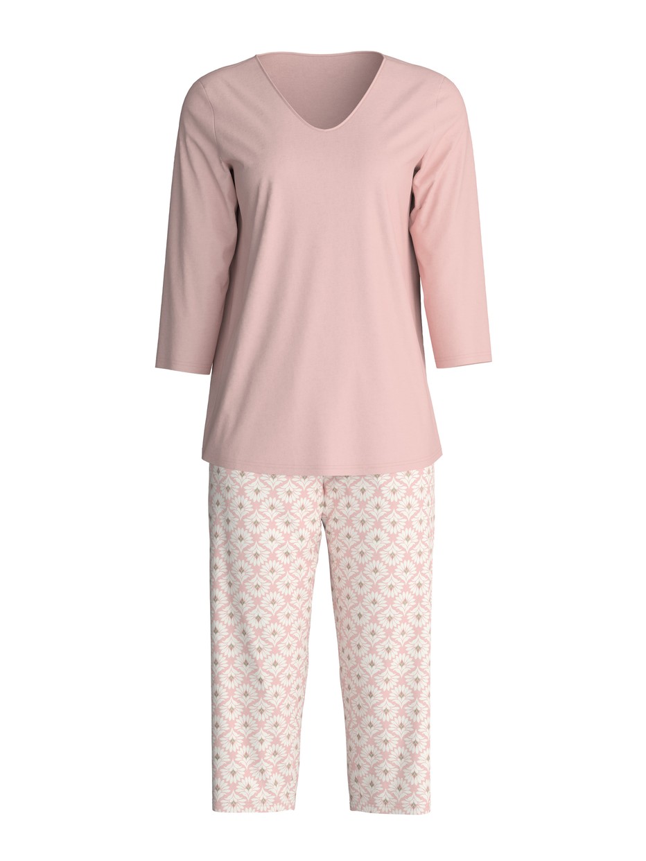 Damen - Capri-Pyjama aus 100% Baumwolle in Rosa, Floral aus Serie Cotton Special von CALIDA