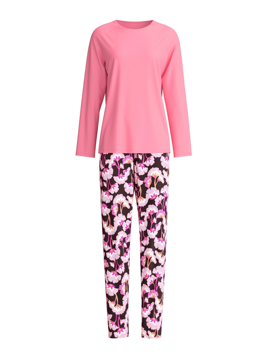 Women - Pyjamas, long made of 100% Cotton in Pink, Floral, from the Autumn Dreams series by CALIDA