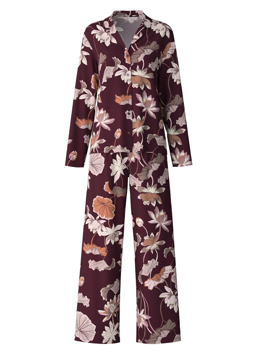 Damen - Pyjama mit Knöpfen aus 100% Baumwolle in Rot, Floral aus Serie Season Special von CALIDA