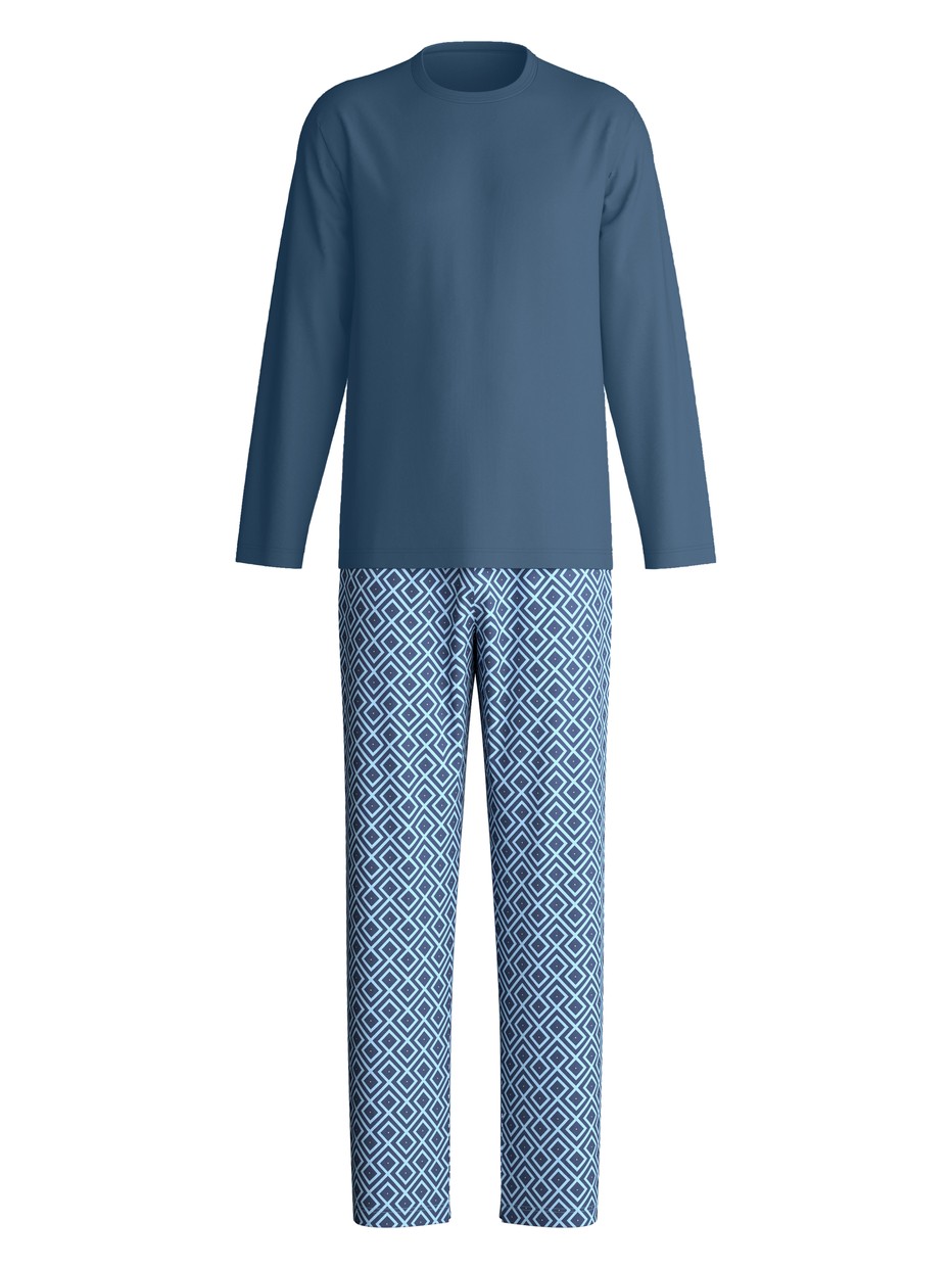 Herren - Pyjama, lang aus 100% Baumwolle in Blau, Kariert aus Serie Relax Streamline 2 von CALIDA