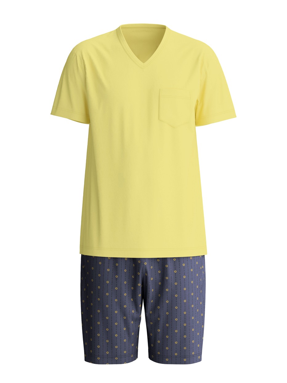 Uomo - Pigiama corto in 100% cotone di colore Giallo, Modello, della serie EDITION 85 di CALIDA