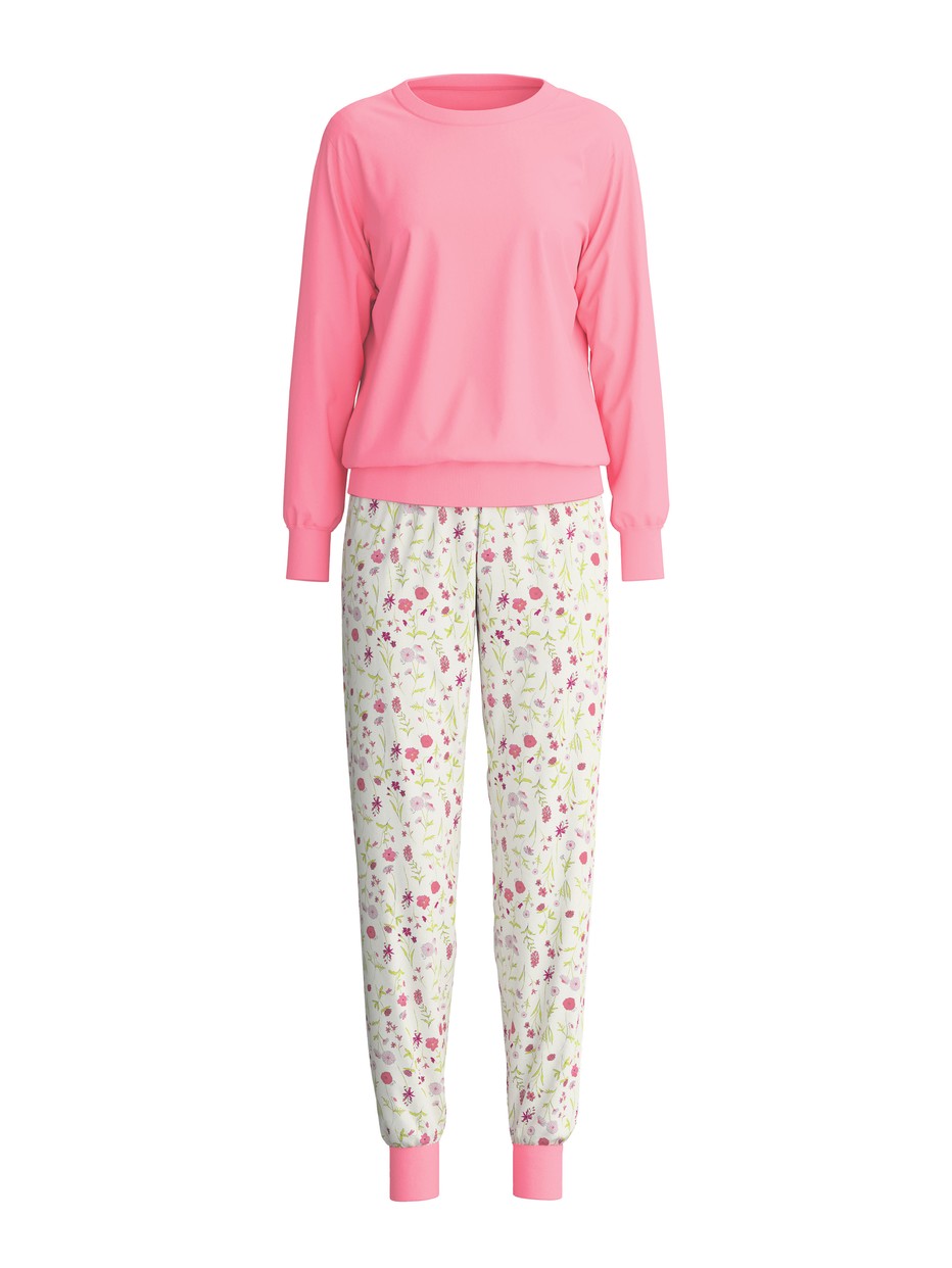 Women - Pyjama with cuff made of 100% Cotton in Pink, Patterned, from the Cotton Special series by CALIDA