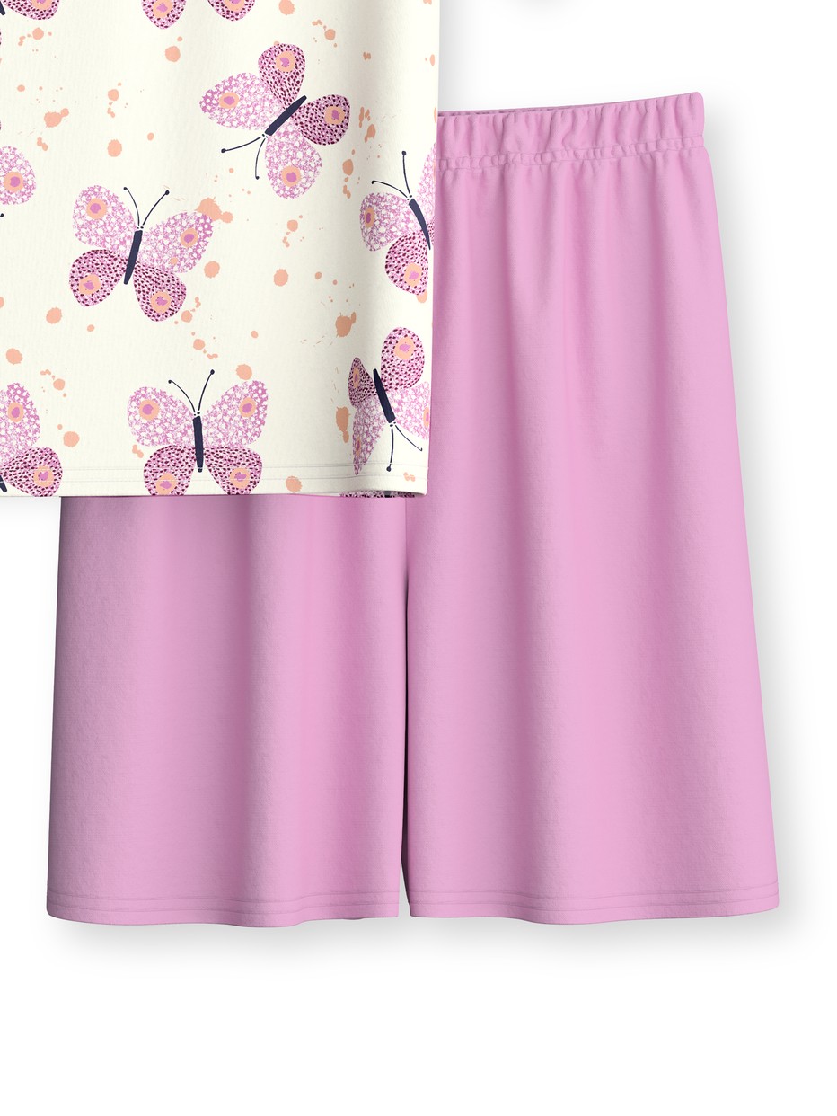Kinder - Kurz-Pyjama aus 100% Baumwolle in Rosa,  aus Serie Kids Butterfly von CALIDA