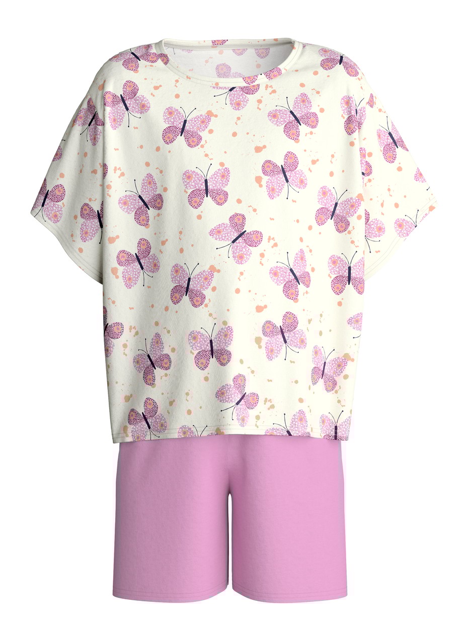 Kinder - Kurz-Pyjama aus 100% Baumwolle in Rosa,  aus Serie Kids Butterfly von CALIDA