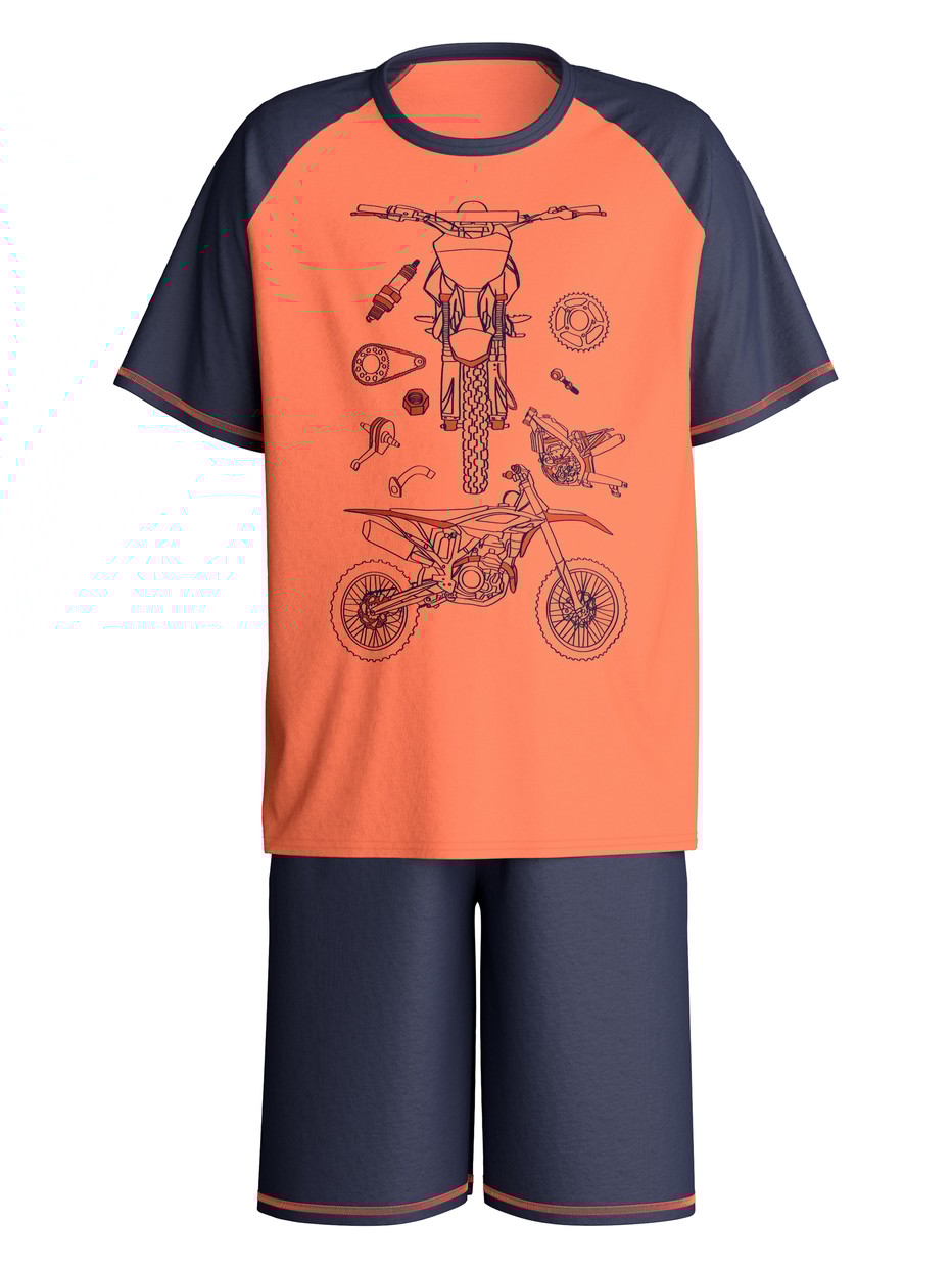 Figli - Pigiama corto in puro cotone organico in 100% cotone di colore Blu, , della serie Kids Sports di CALIDA