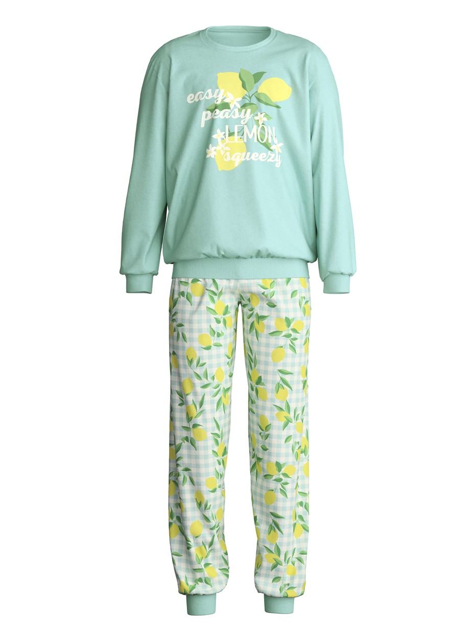 Figli - Pigiama con polsini in 100% cotone di colore Verde, , della serie Kids Fruits di CALIDA