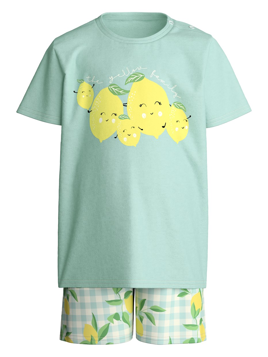 Kinder - Kurz-Pyjama aus 100% Baumwolle in Grün,  aus Serie Toddlers Fruits von CALIDA
