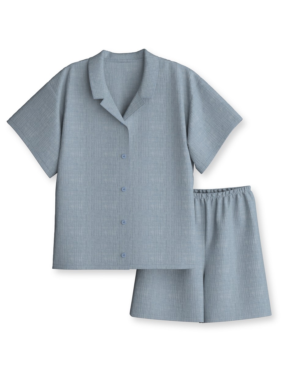 Multipack Kinder - Kurz-Pyjama mit Knöpfen aus 100% Baumwolle in Blau, Einfarbig aus Serie Kids Sleep von CALIDA