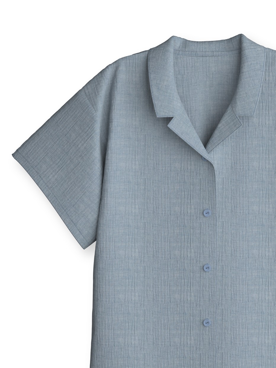 Kinder - Kurz-Pyjama mit Knöpfen aus 100% Baumwolle in Blau, Einfarbig aus Serie Kids Sleep von CALIDA