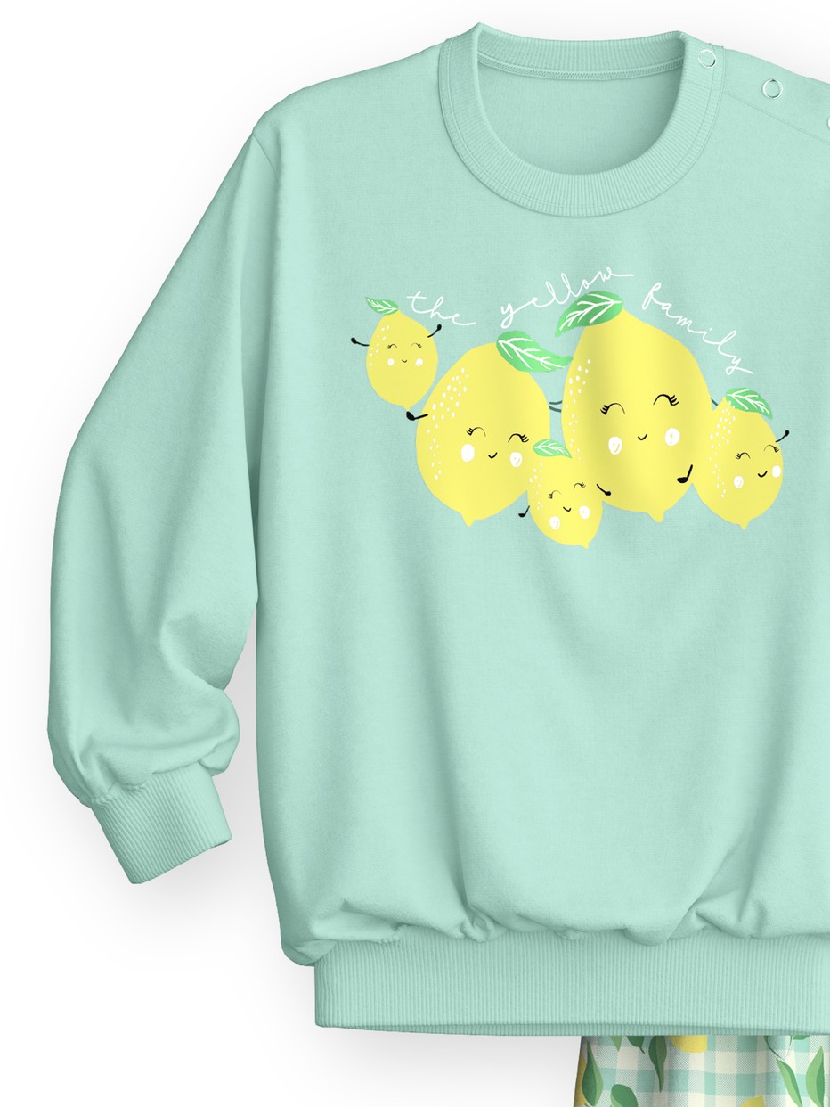 Figli - Pigiama con polsini in 100% cotone di colore Verde, , della serie Toddlers Fruits di CALIDA