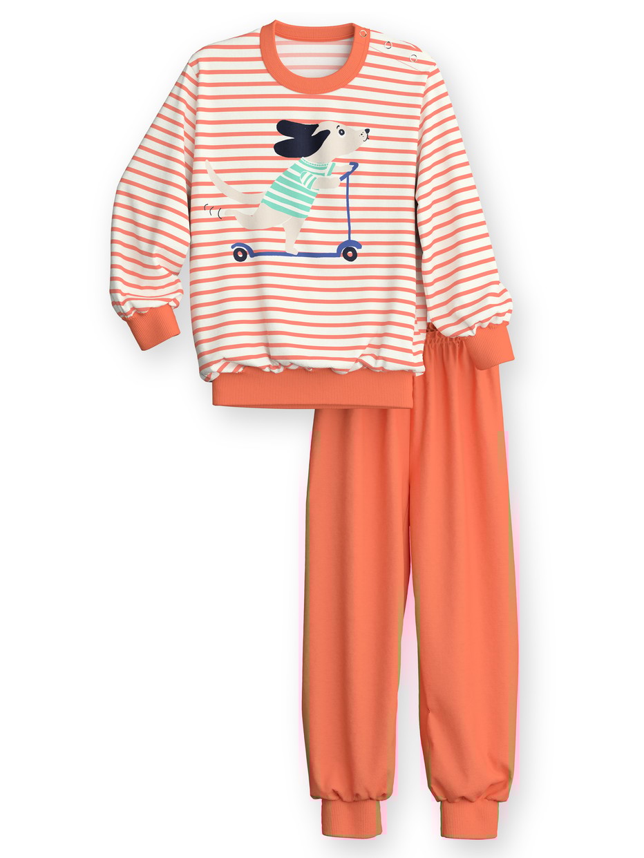 Multipack Kinder - Bündchen-Pyjama aus 100% Baumwolle in Orange, Gemustert aus Serie Toddlers Scooter von CALIDA