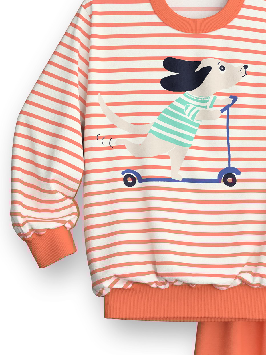 Kinder - Bündchen-Pyjama aus 100% Baumwolle in Orange, Gemustert aus Serie Toddlers Scooter von CALIDA