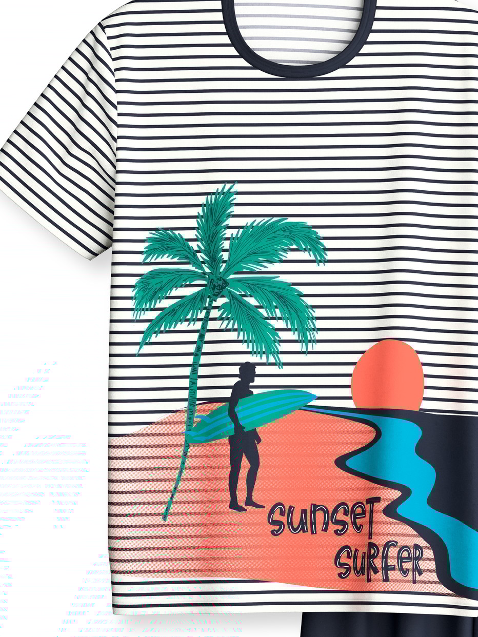 Kids - Short pyjamas in pure organic cotton made of 100% Cotton in Blue, , from the Kids Surf series by CALIDA