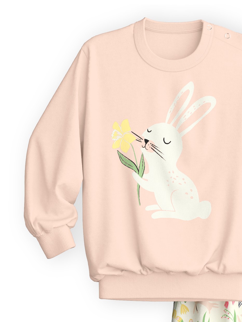 Kinder - Bündchen-Pyjama aus 100% Baumwolle in Rosa,  aus Serie Toddlers Easter von CALIDA