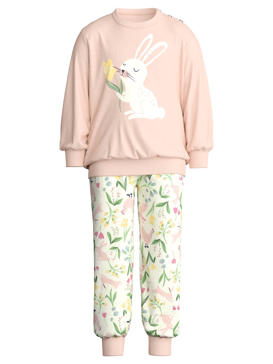 Kinder - Bündchen-Pyjama aus 100% Baumwolle in Rosa,  aus Serie Toddlers Easter von CALIDA