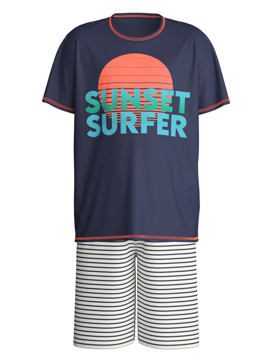 Figli - Pigiama corto in puro cotone organico in 100% cotone di colore Blu, , della serie Kids Surf di CALIDA