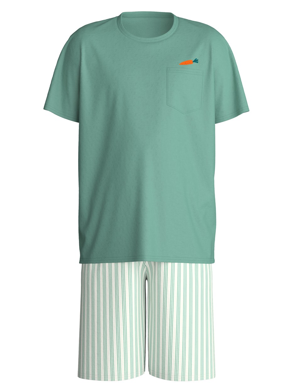 Kinder - Kurz-Pyjama aus 100% Baumwolle in Grün,  aus Serie Kids Easter von CALIDA