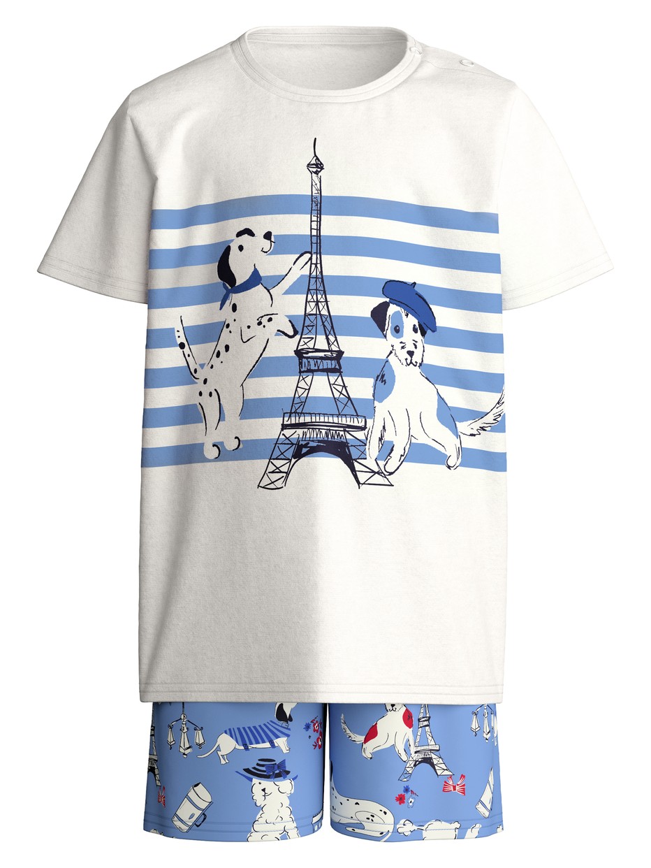 Kinder - Kurz-Pyjama aus 100% Baumwolle in Violett,  aus Serie Toddlers Dog von CALIDA