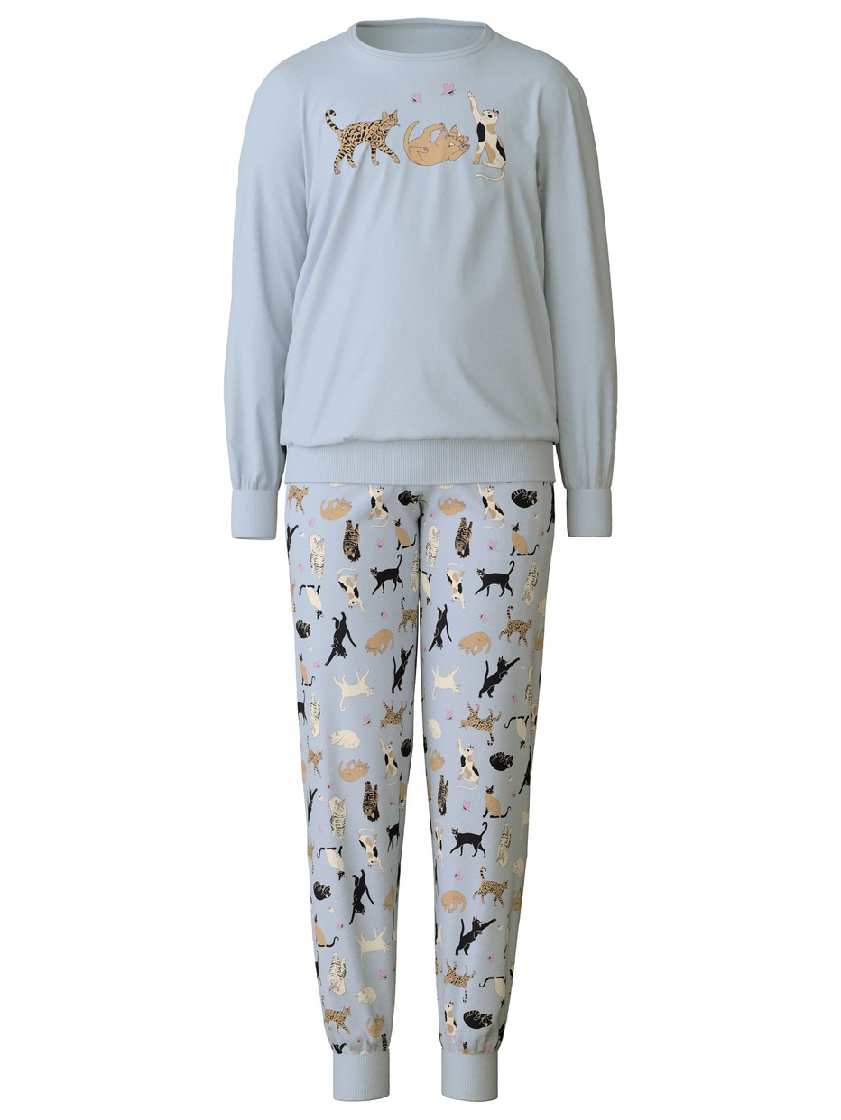 Enfant - Pyjama à poignets en pur coton bio en 100% coton de couleur Bleu, , de la série Kids Kitty de CALIDA