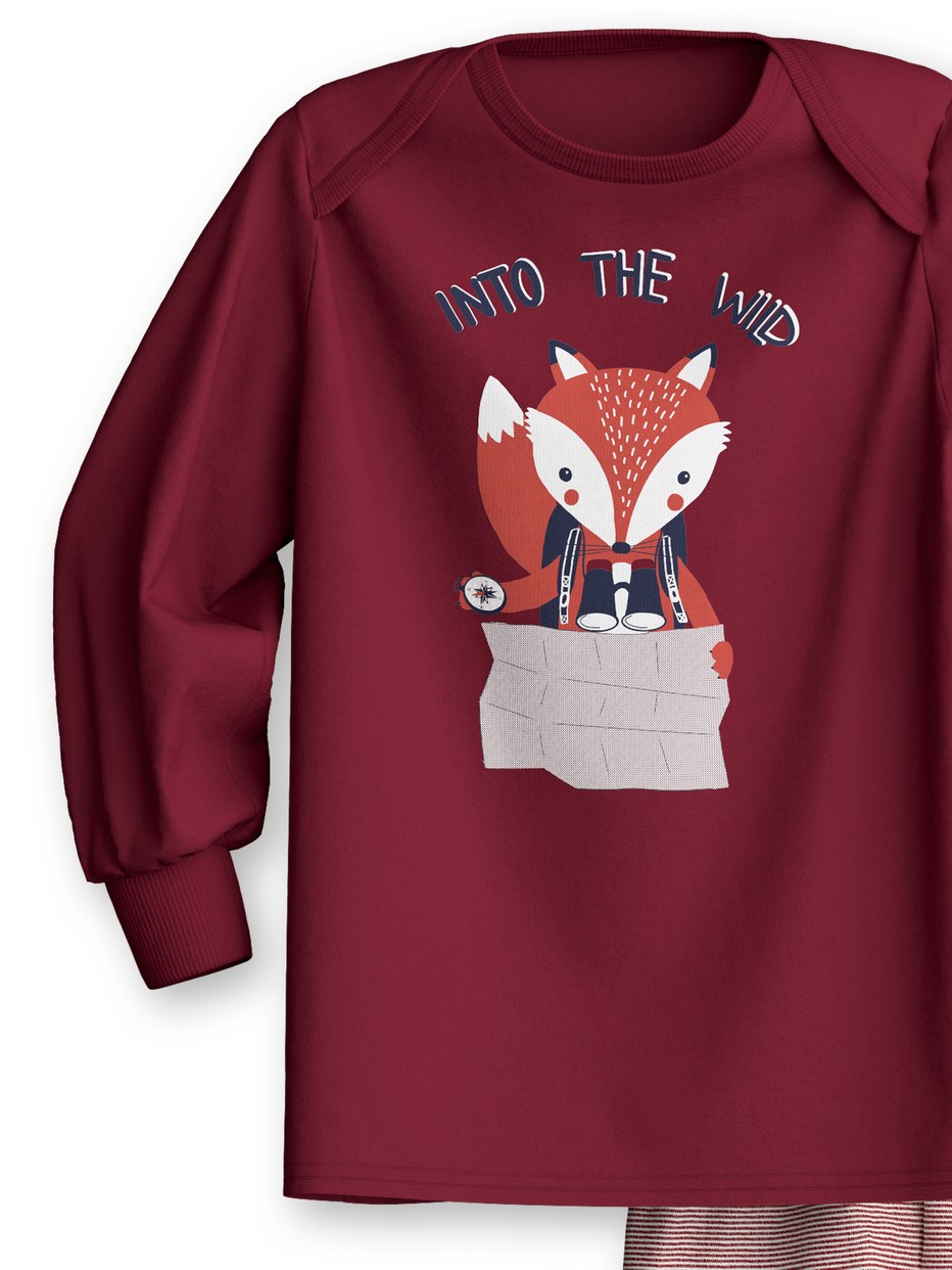 Figli - Pigiama con polsini in 100% cotone di colore Rosso, Modello, della serie Toddlers Outdoor di CALIDA