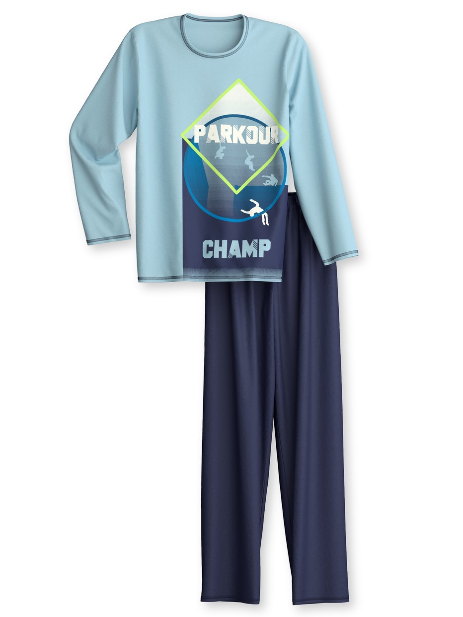 Multipack Kids - Pyjamas, long made of 100% Cotton in Blue, Patterned, from the Kids Parkour series by CALIDA