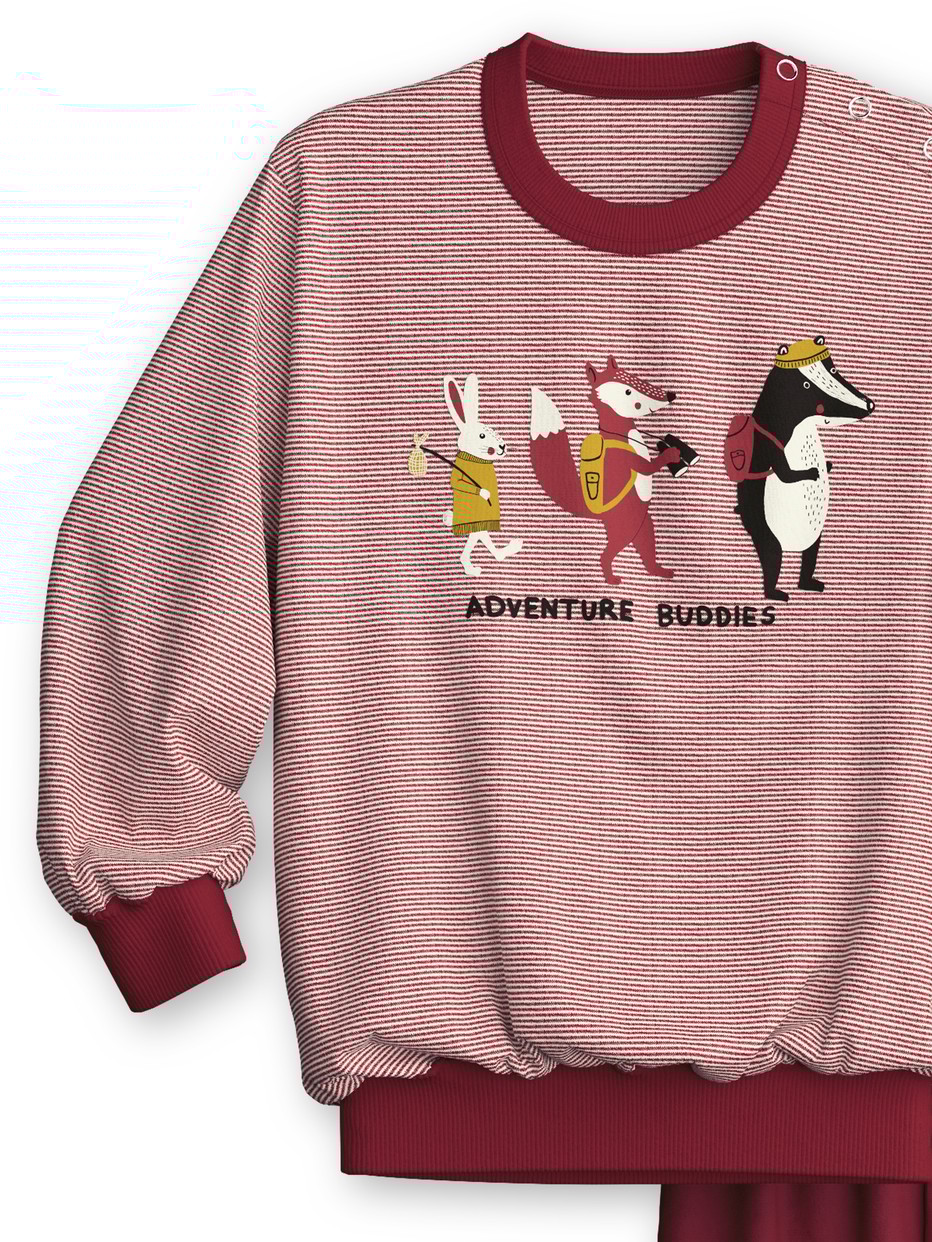 Figli - Pigiama con polsini in 100% cotone di colore Rosso, Modello, della serie Toddlers Outdoor di CALIDA