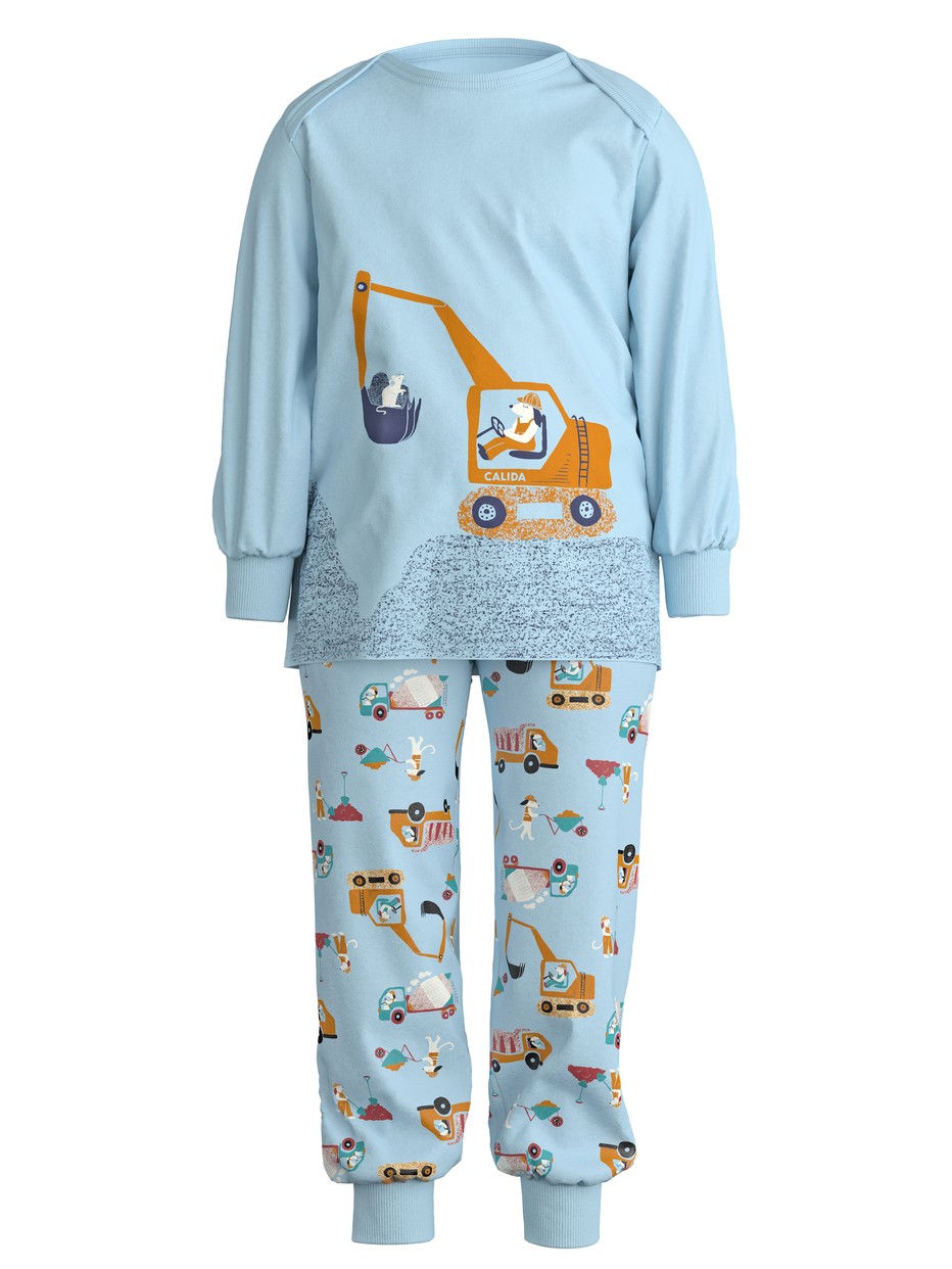 Kids - Pyjama with cuff made of 100% Cotton in Blue, Patterned, from the Toddlers Worker series by CALIDA