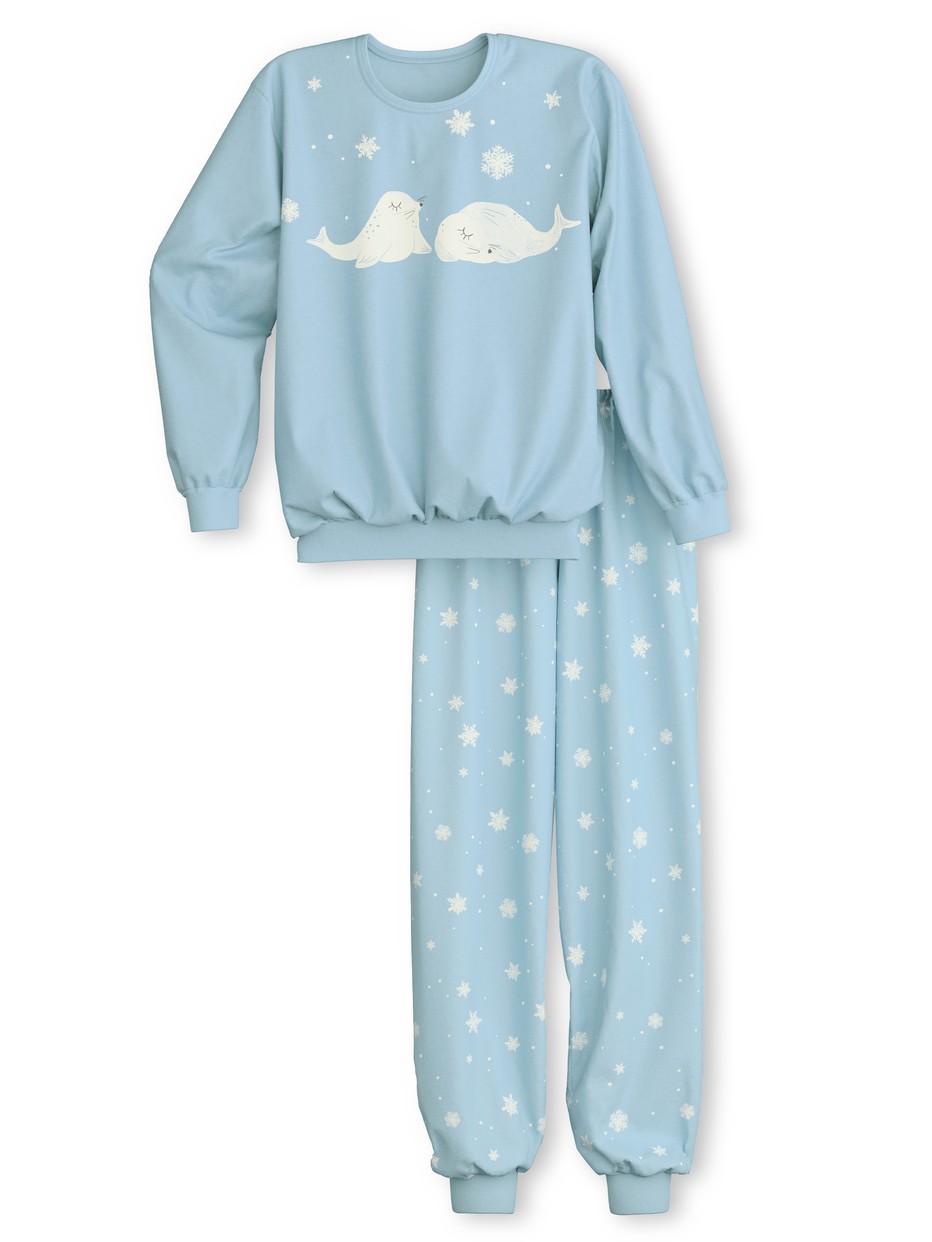 Multipack Kids - Pyjama with cuff made of 100% Cotton in Blue, Patterned, from the Kids Snowflakes series by CALIDA