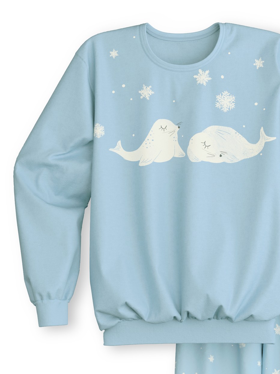 Kids - Pyjama with cuff made of 100% Cotton in Blue, Patterned, from the Kids Snowflakes series by CALIDA