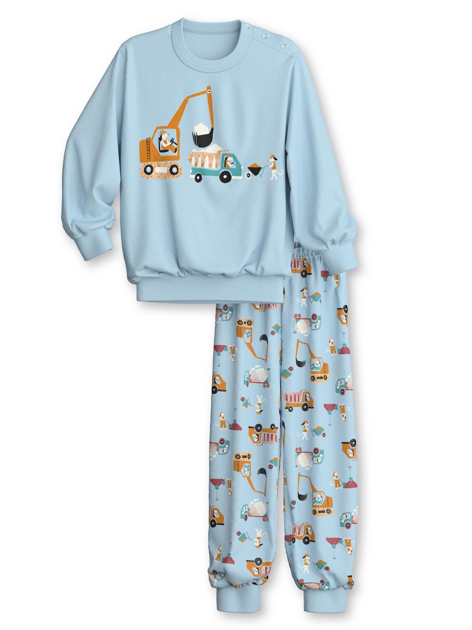 Multipack Kids - Pyjama with cuff made of 100% Cotton in Blue, Patterned, from the Toddlers Worker series by CALIDA