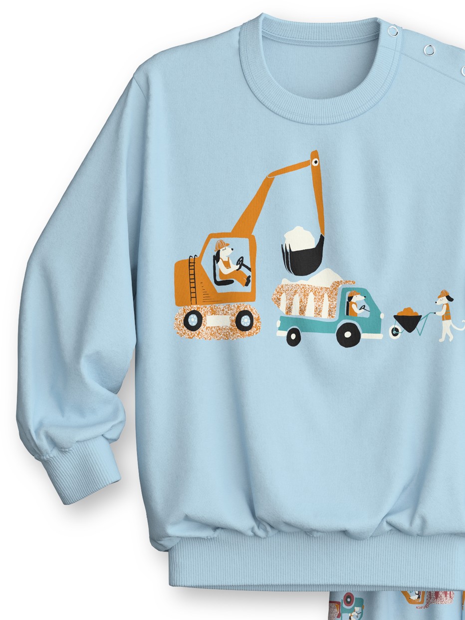 Kids - Pyjama with cuff made of 100% Cotton in Blue, Patterned, from the Toddlers Worker series by CALIDA