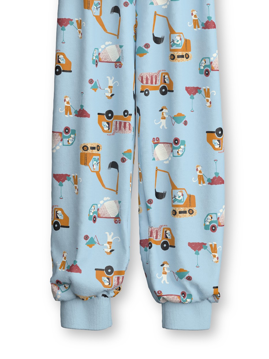 Kids - Pyjama with cuff made of 100% Cotton in Blue, Patterned, from the Toddlers Worker series by CALIDA