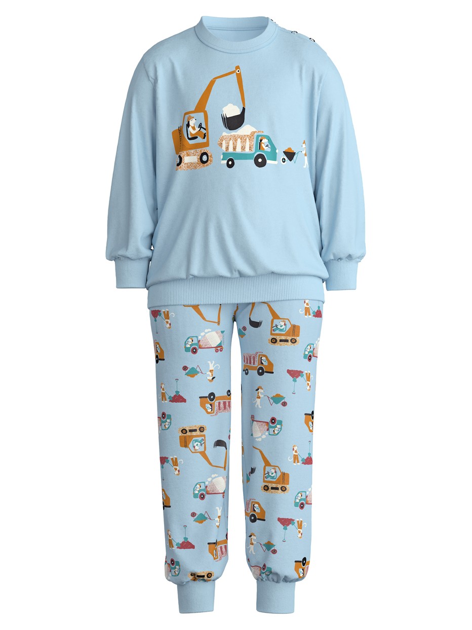 Kids - Pyjama with cuff made of 100% Cotton in Blue, Patterned, from the Toddlers Worker series by CALIDA