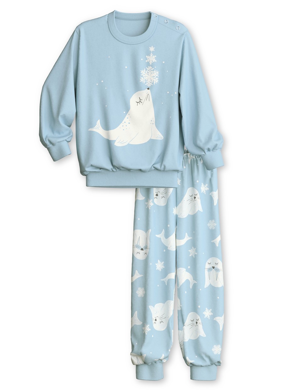 Multipack Kids - Pyjama with cuff made of 100% Cotton in Blue, Patterned, from the Toddlers Seal series by CALIDA