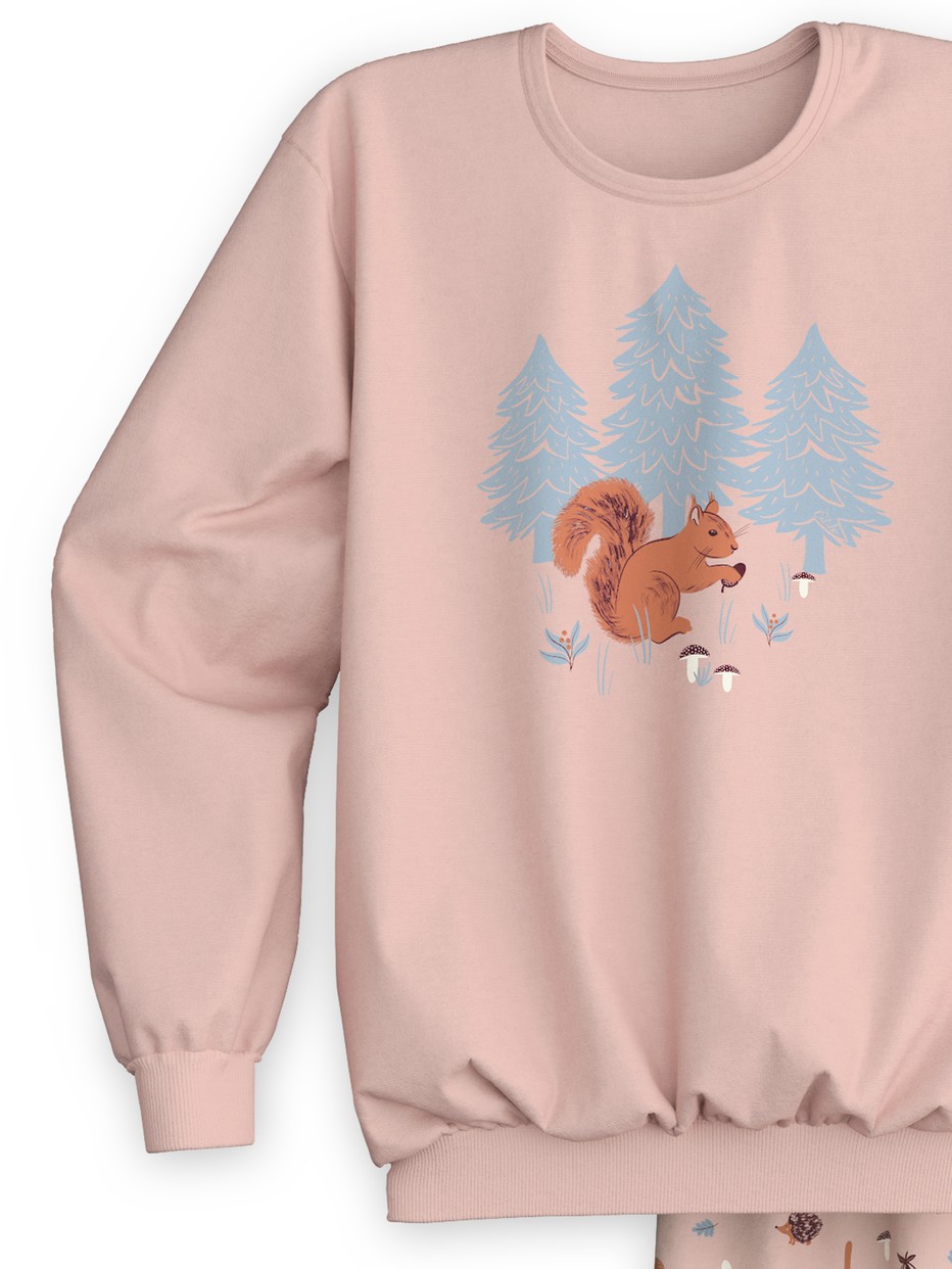 Figli - Pigiama con polsini in 100% cotone di colore Rosa, Modello, della serie Kids Forest di CALIDA