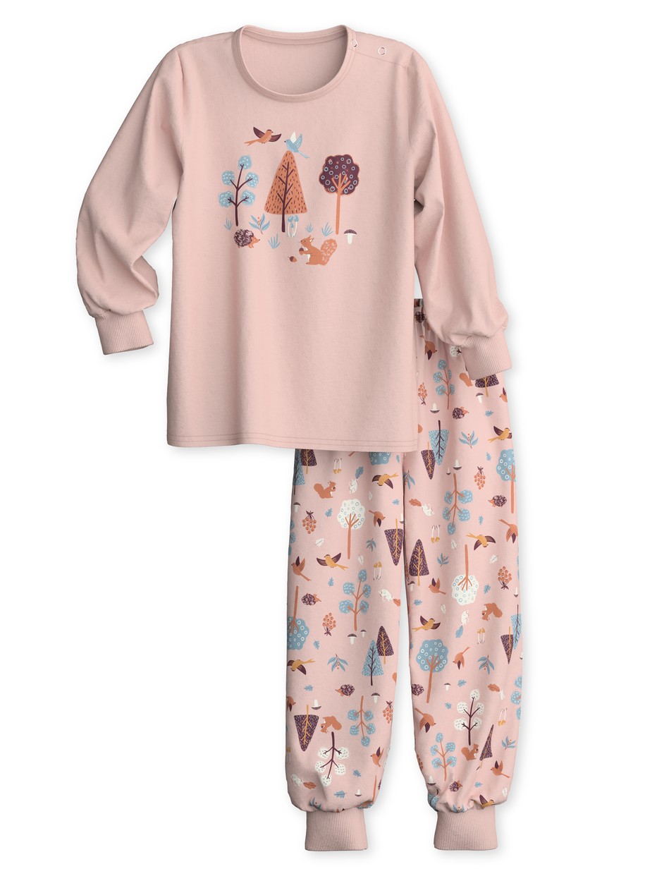Multipack Figli - Pigiama con polsini in 100% cotone di colore Rosa, Modello, della serie Toddlers Forest di CALIDA