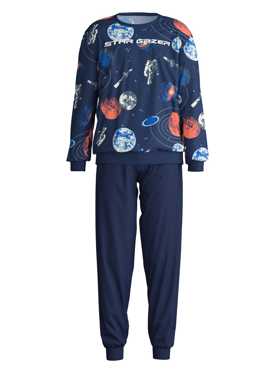 Kids - Pyjama with cuff made of 100% Cotton in Blue, Patterned, from the Kids Space series by CALIDA