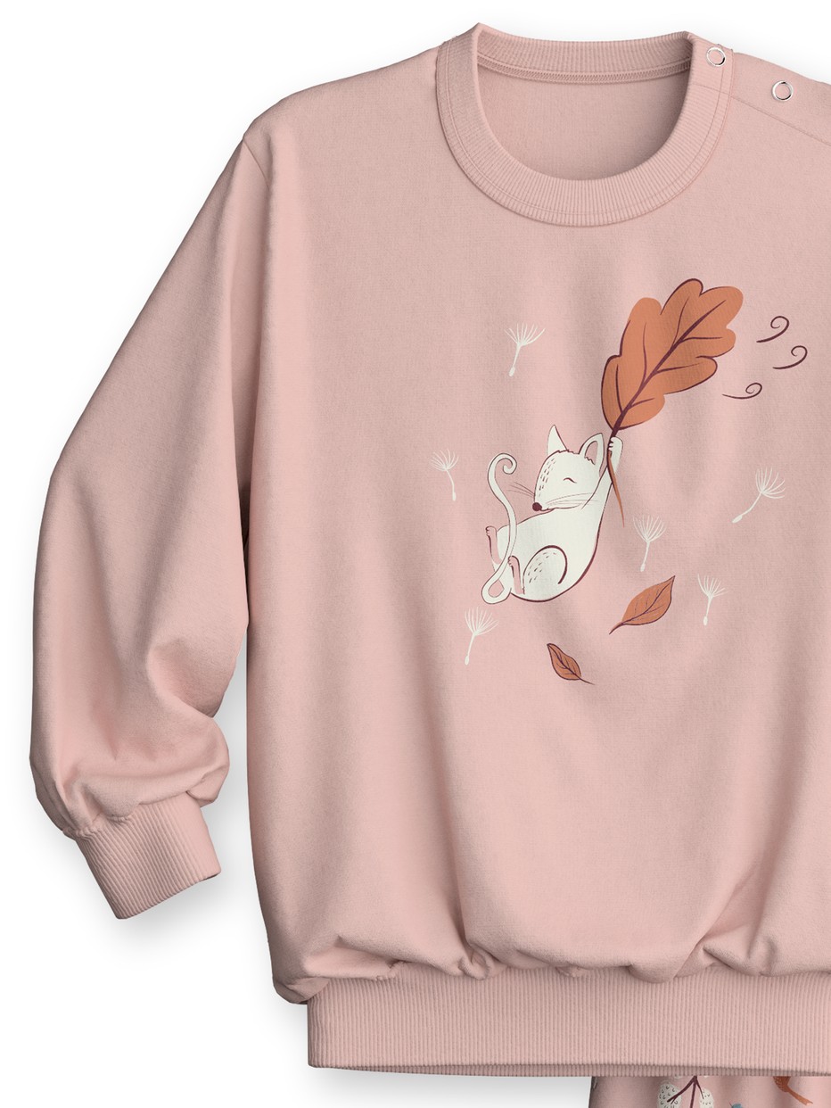 Figli - Pigiama con polsini in 100% cotone di colore Rosa, Modello, della serie Toddlers Forest di CALIDA
