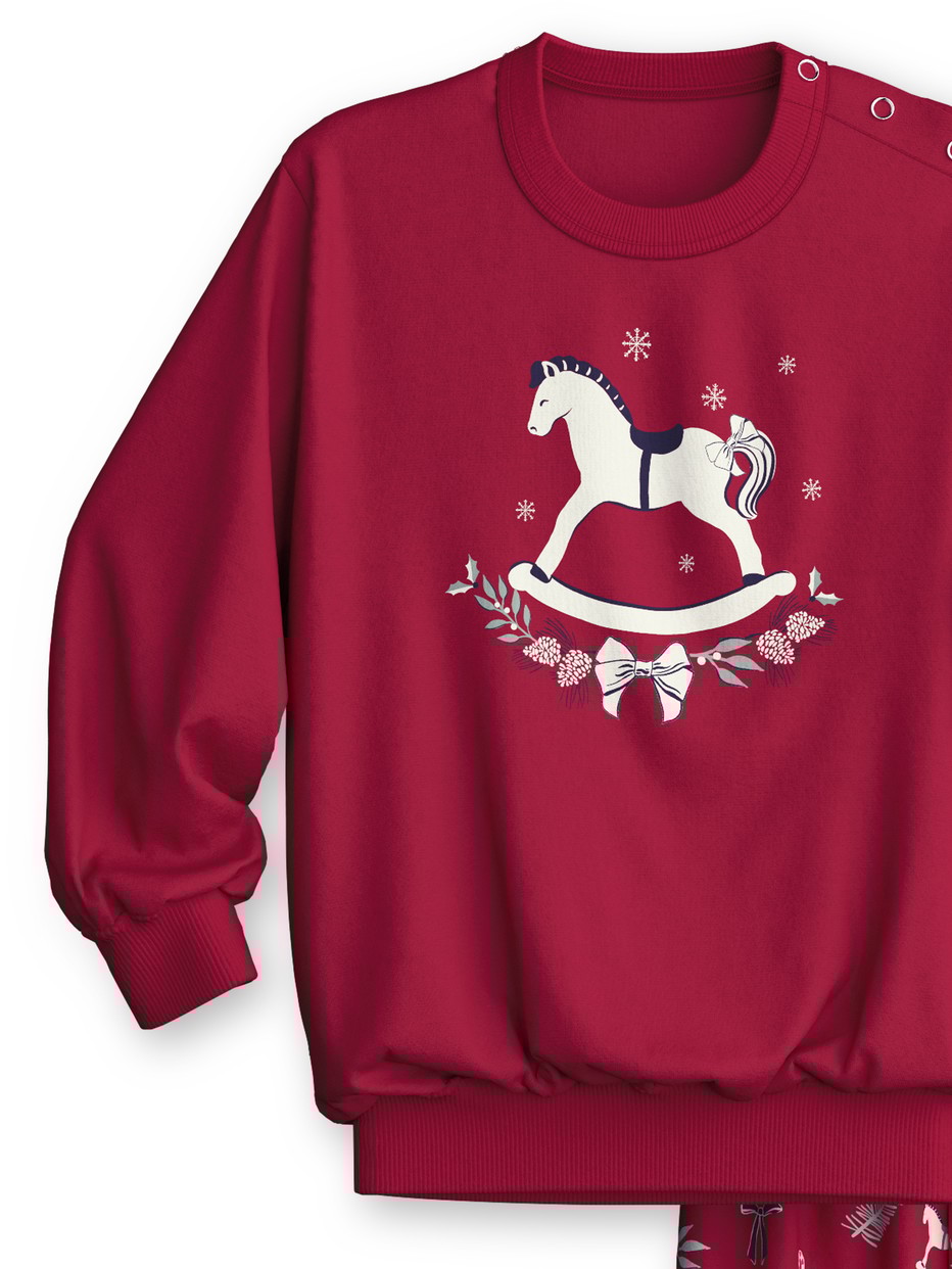 Kids - Pyjama with cuff made of 100% Cotton in Red, Patterned, from the Family & Friends series by CALIDA