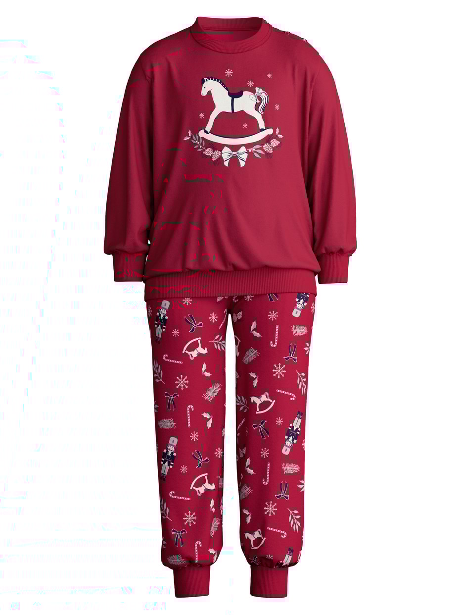 Kids - Pyjama with cuff made of 100% Cotton in Red, Patterned, from the Family & Friends series by CALIDA