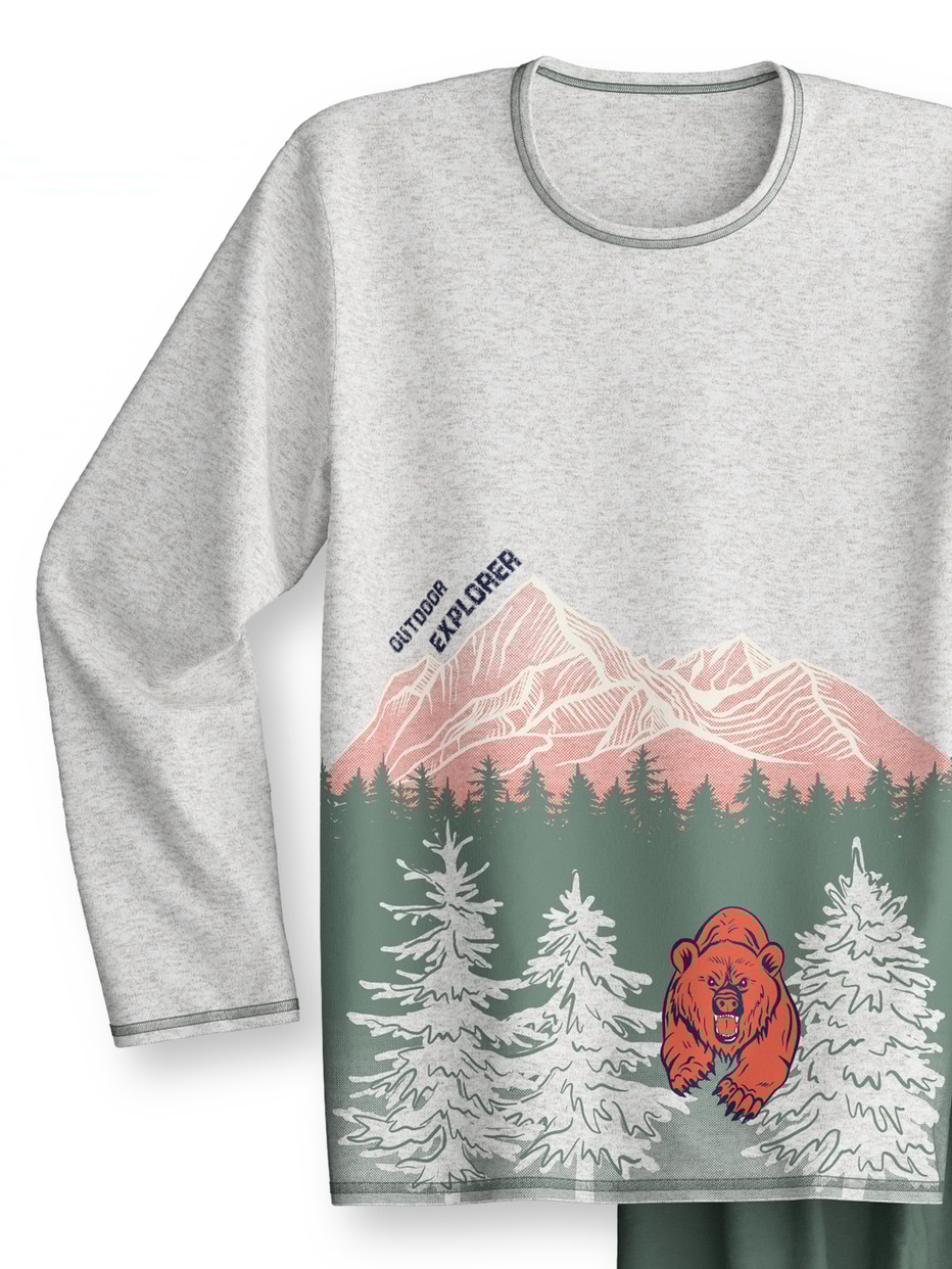Figli - Pigiami, lunghi in 100% cotone di colore Grigio, Modello, della serie Kids Outdoor di CALIDA